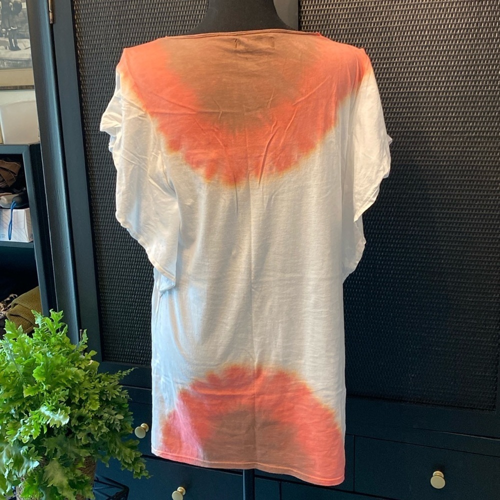 Michael Stars Scoop Neck Flutter Sleeve Tie Dye Tee - Picture 2 of 5